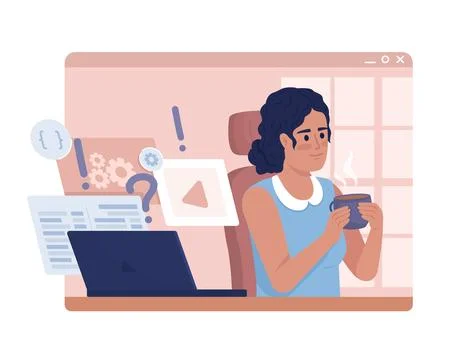 Taking time off from remote work 2D vector isolated illustration 库存插图