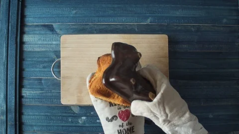 Taking Traditional Easter Pastry out of Baking Form Stock Footage 87835762