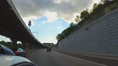 Taking a Turn on the Highway Stock Footage 88284938
