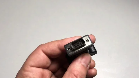 Taking VGA converter cable Stock Footage 122105092