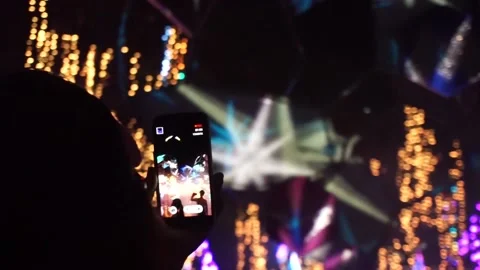 Taking a Video of the Christmas Lights Stock Footage 151091082