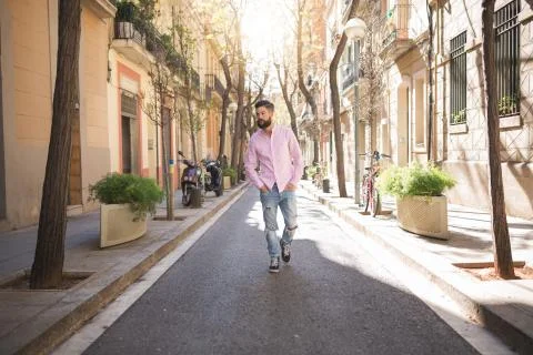 Taking a walk down the street Stock Photos