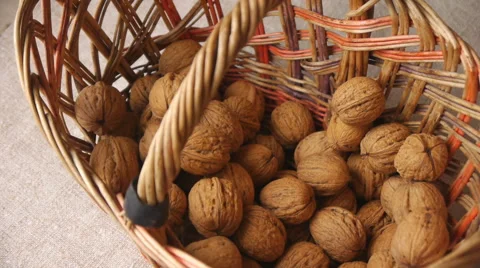 Taking Walnuts Out From The Basket Video stock 66100443