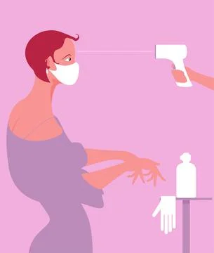 TAKING A WOMAN'S TEMPERATURE Stock Illustration