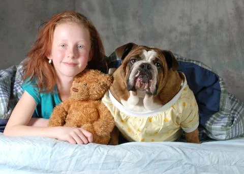 Taking your pet to bed Foto stock