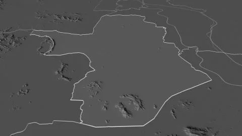 Takv, Cambodia. Bilevel elevation map with surface waters Illustrazione stock