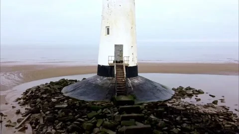 Talacre Beach, Lighthouse 2 Stock Footage 167082964