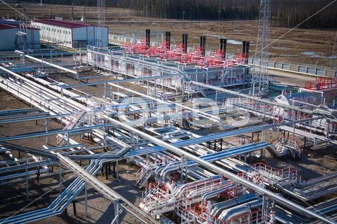 Talakan, building talakan airport in Yakutia Stock Photos