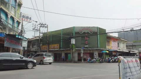 Talat Phlu Local Street with Cars - Bangkok, Thailand Stock Footage 147617841