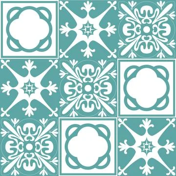 Talavera azulejo pattern, ceramic tiles in traditional spanish style, vector  Illustrazione stock
