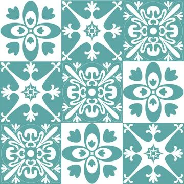 Talavera azulejo pattern, ceramic tiles in traditional spanish style, vector  Stock Illustration