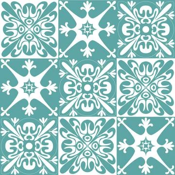 Talavera azulejo pattern for design, ceramic tiles in traditional spanish sty Stock-Illustration