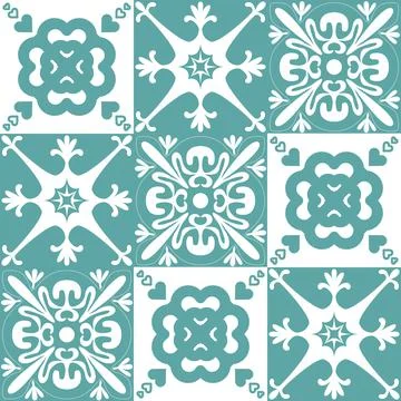 Talavera azulejo pattern for design, ceramic tiles in traditional spanish sty Stock Illustration