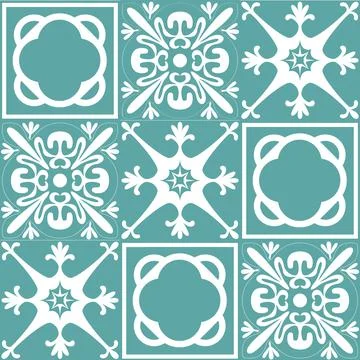 Talavera azulejo pattern for design, ceramic tiles in traditional spanish sty Stock Illustration