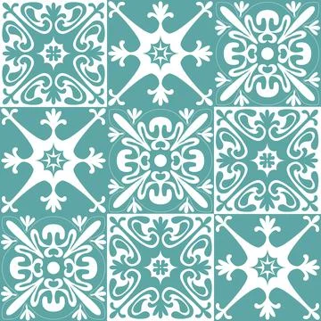Talavera azulejo pattern for design, ceramic tiles in traditional spanish sty Illustrazione stock