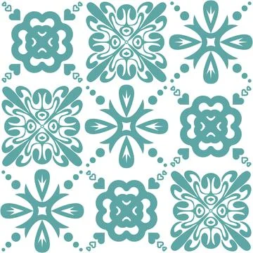 Talavera azulejo pattern for design, ceramic tiles in traditional spanish sty Stock Illustration