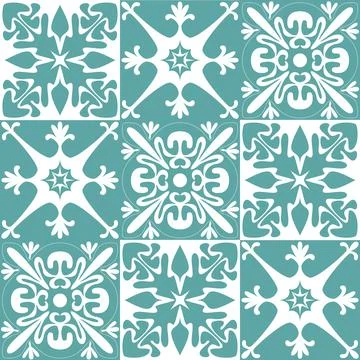Talavera azulejo pattern for design, ceramic tiles in traditional spanish sty Stock-Illustration