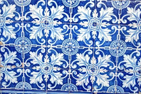 Talavera ceramic wall of abstract blue pattern Stock Photos
