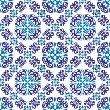 Talavera pattern. Indian patchwork. Azulejos portugal. Turkish ornament. Morocca Stock Illustration