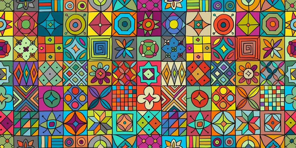 Talavera pattern. Indian patchwork. Turkish ornament. Moroccan tile mosaic Stock Illustration