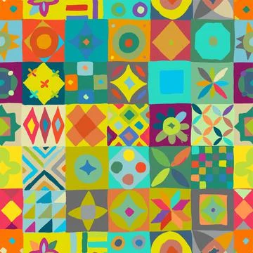 Talavera pattern. Indian patchwork. Turkish ornament. Moroccan tile mosaic Stock Illustration