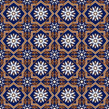 Talavera pattern. Moroccan tile mosaic. Stock Illustration