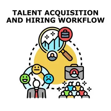 Talent acquisition and hiring process workflow concept 스톡 일러스트