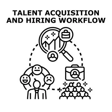 Talent acquisition and hiring process workflow concept Stock Illustration