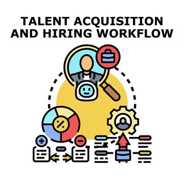 Talent acquisition and hiring workflow vector illustration Stock Illustration