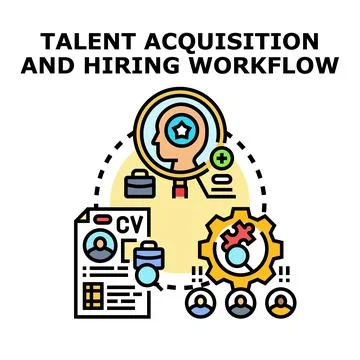 Talent acquisition and hiring workflow concept Stock Illustration