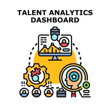Talent analytics dashboard displaying recruitment performance data Stock Illustration