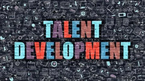 Talent Development on Dark Brick Wall Stock Illustration