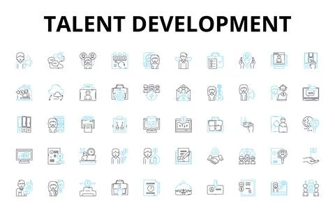 Talent development linear icons set. Growth, Learn, Progression, Coaching Stock Illustration