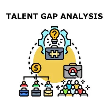 Talent gap analysis finding business skill shortages Stock Illustration