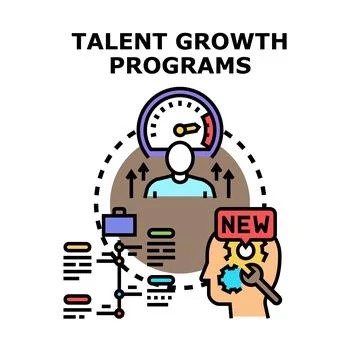 Talent growth programs developing employee skills and careers Illustrazione stock