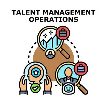 Talent management operations finding and evaluating skills Stock Illustration