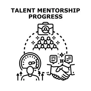 Talent mentorship program supporting career progress Stock Illustration