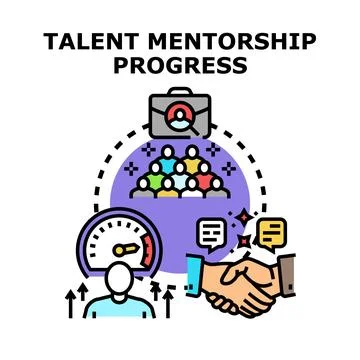 Talent mentorship program supporting career progress Stock Illustration