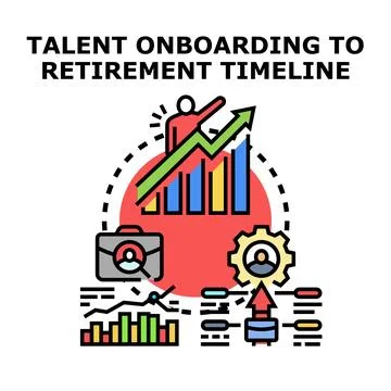 Talent onboarding to retirement timeline process concept Stock Illustration