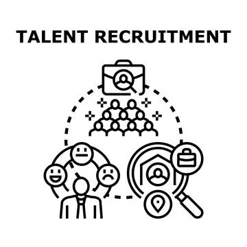 Talent recruitment process finding best candidates hiring staff Stockillustratie