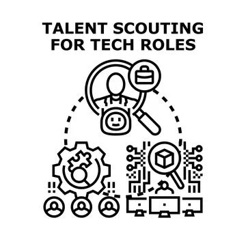 Talent scouting for technology roles recruitment process Stock Illustration