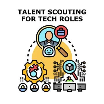 Talent scouting for technology roles recruitment process Stock Illustration