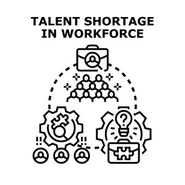 Talent shortage creating workforce recruitment problems Stock Illustration