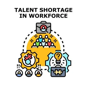 Talent shortage creating workforce recruitment problems Stock Illustration