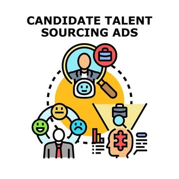Talent sourcing ads identifying perfect candidates for employment 库存插图