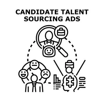 Talent sourcing ads identifying perfect candidates for employment Stock Illustration