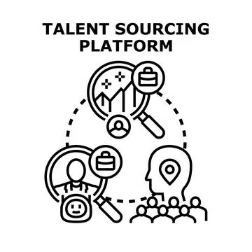 Talent sourcing platform process finding candidates Stock Illustration