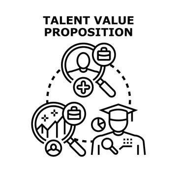 Talent value proposition offering skilled professionals career growth Stock Illustration