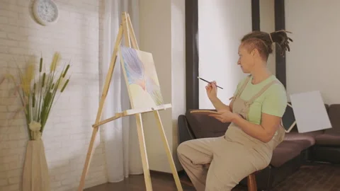 Talented artist in creative process of creating artwork Stock Footage 228988156