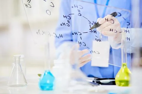 Talented Chemist at Workplace Stock Photos
